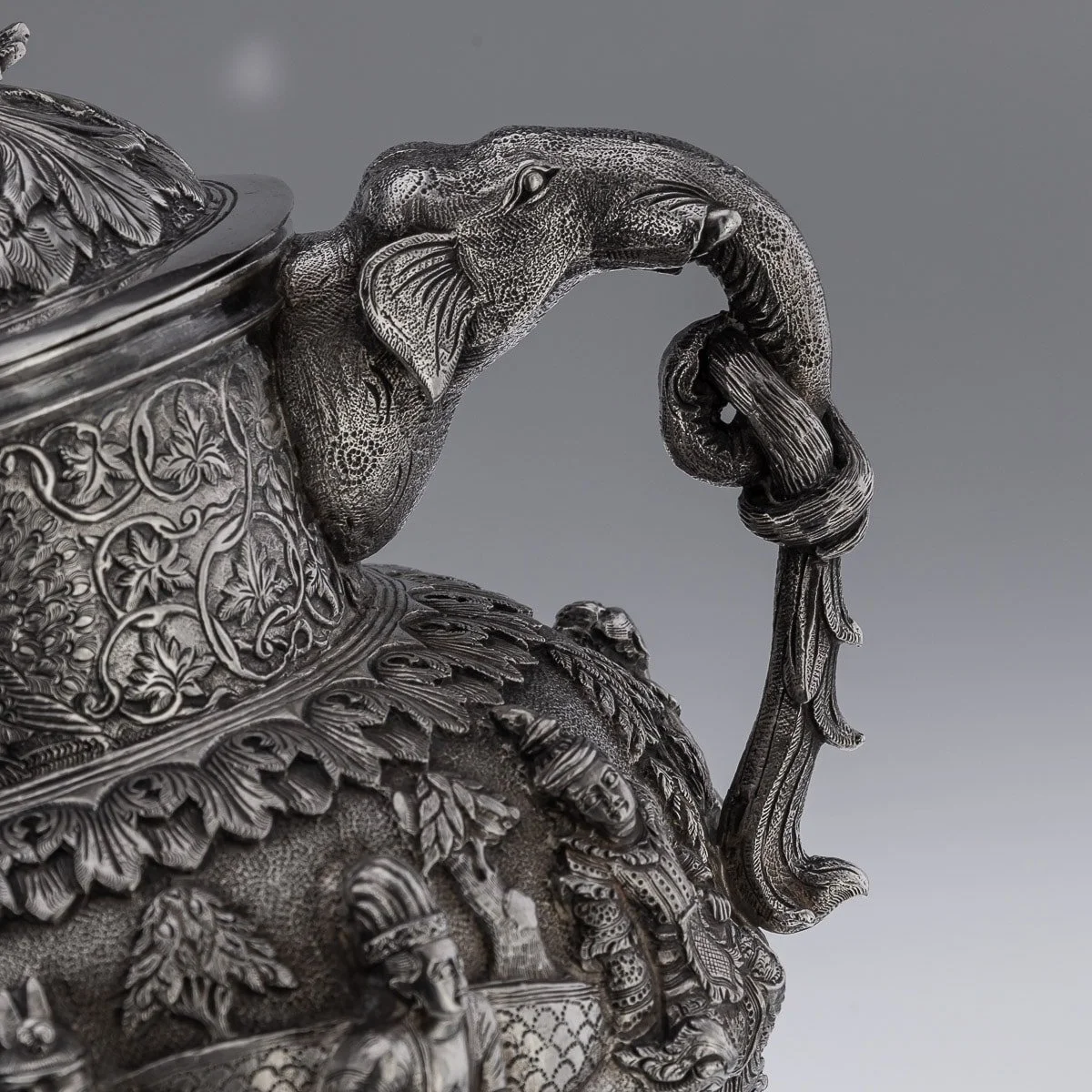 PUSHKIN ANTIQUES - ANTIQUE 19thC BURMESE (MYANMAR) SOLID SILVER TEA SET, PEACOCK c.1890 - 20.jpg