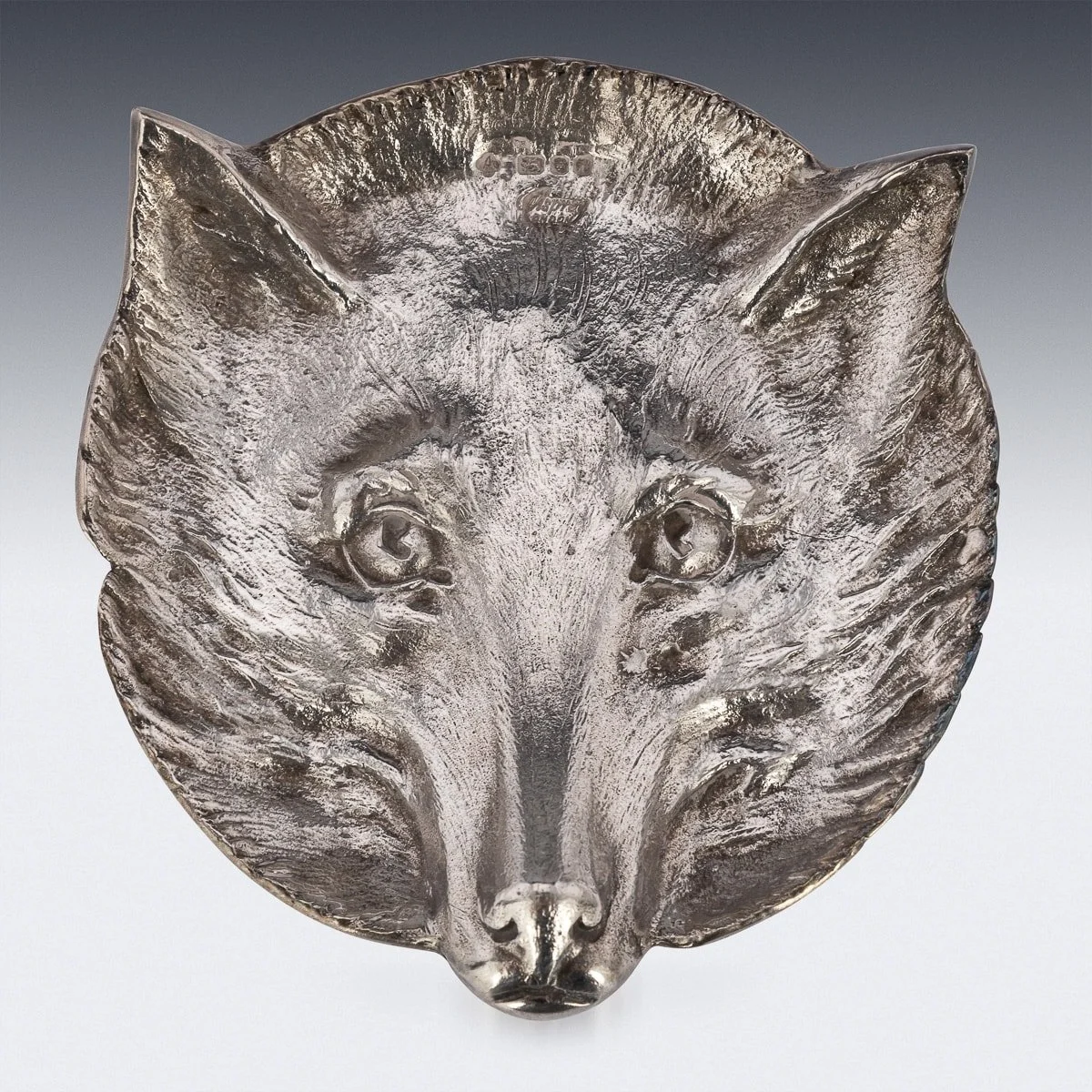 PUSHKIN ANTIQUES - NOVELTY SET OF FOUR SOLID SILVER FOX HEAD DISHES, ASPREY & CO c.1982 - 03.jpg