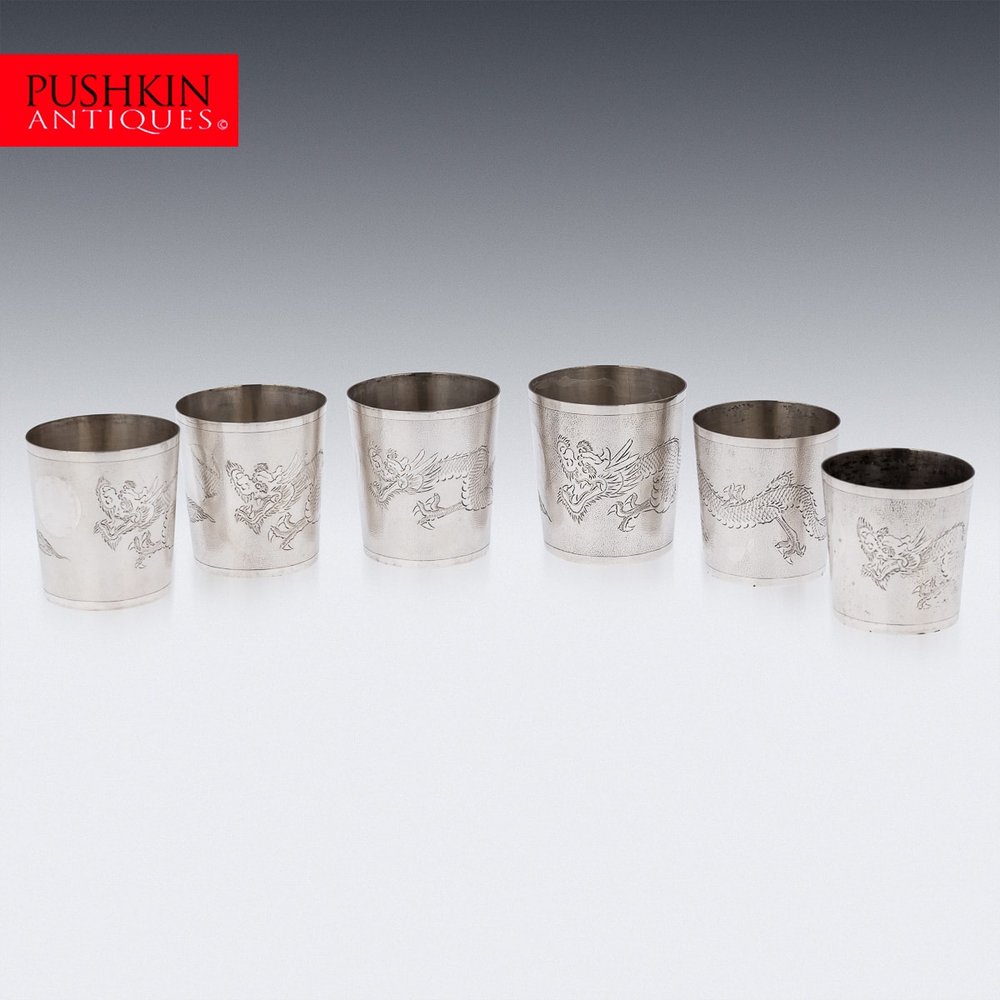 PUSHKIN ANTIQUES - ANTIQUE 20thC CHINESE SOLID SILVER SET OF 6 STACKABLE CASED CUPS c.1920 - 02.jpg