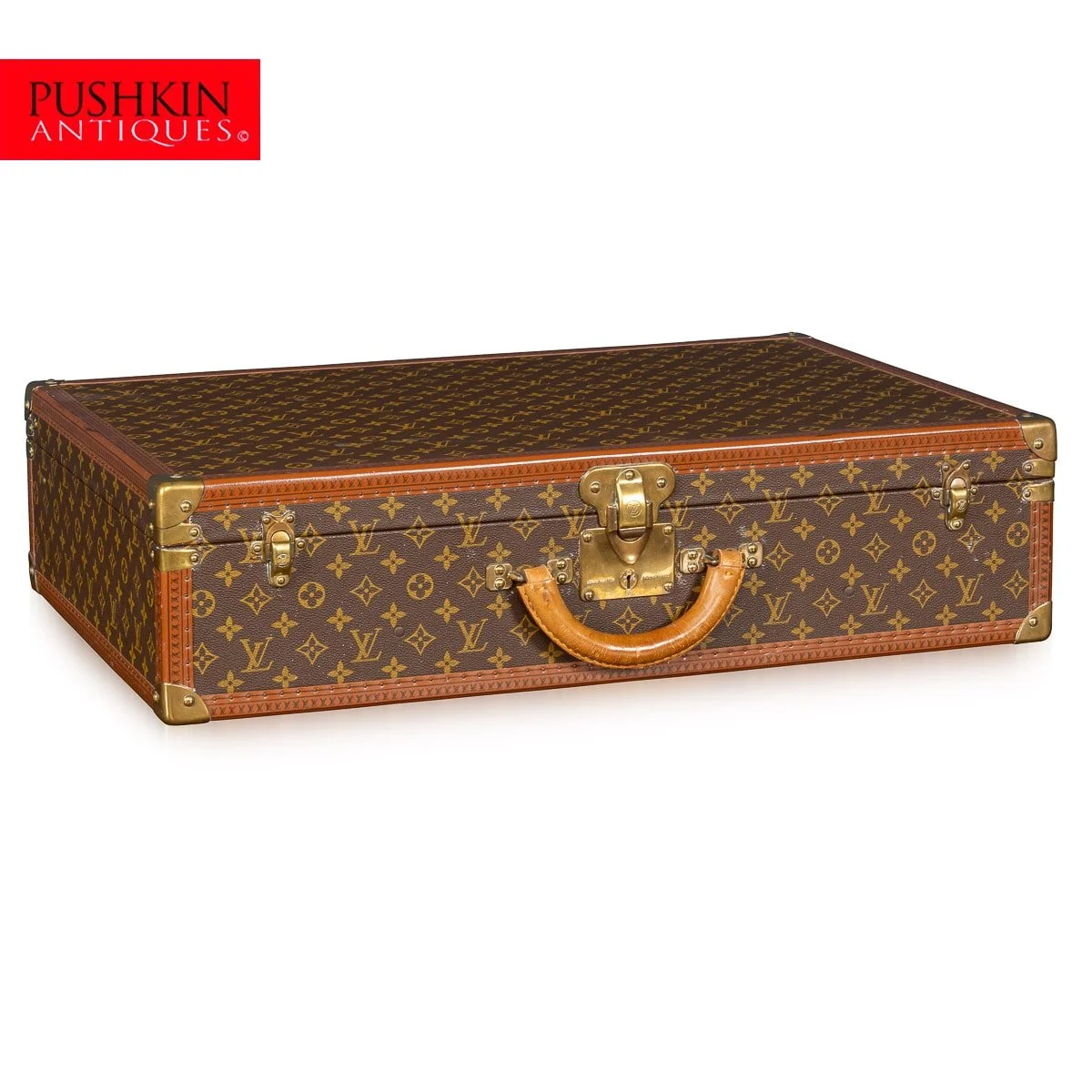 PUSHKIN ANTIQUES - 20thC LOUIS VUITTON SUITCASE IN MONOGRAM CANVAS, FRANCE c.1970 2- 02.jpg