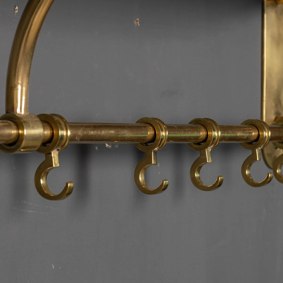 PUSHKIN ANTIQUES - A WALL MOUNTED BRASS COAT & HAT RACK - 10.jpg