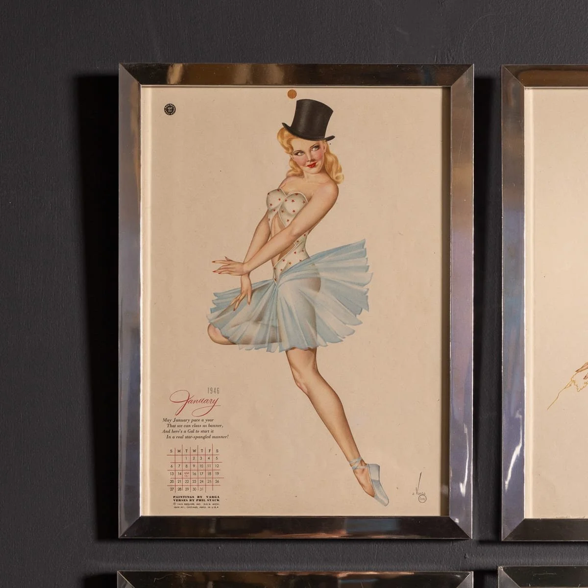 PUSHKINS.COM - Z12091 - VINTAGE 20thC AMERICAN FRAMED VARGA GIRLS CALENDAR c.1946 - 25.jpg