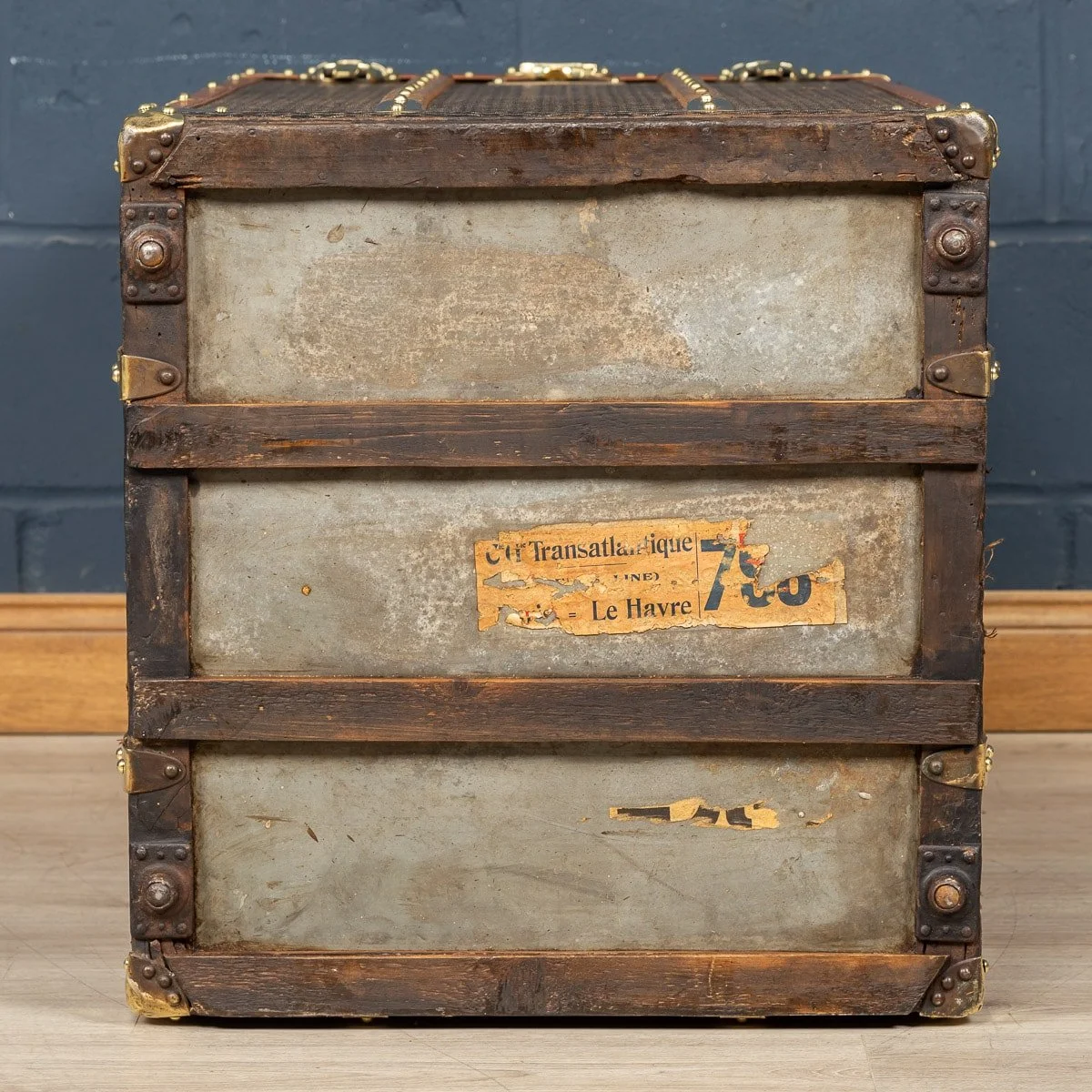 PUSHKIN ANTIQUES - A RARE GOYARD WARDROBE TRUNK IN CHEVRON CANVAS, FRANCE c.1900 - 12.jpg