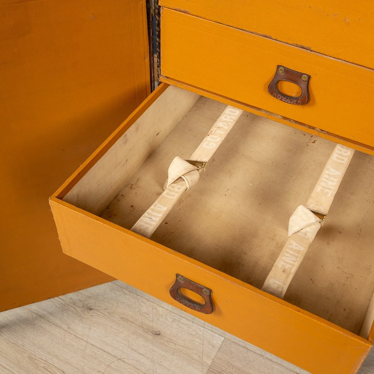 PUSHKIN ANTIQUES - A RARE GOYARD WARDROBE TRUNK IN CHEVRON CANVAS, FRANCE c.1900 - 39.jpg