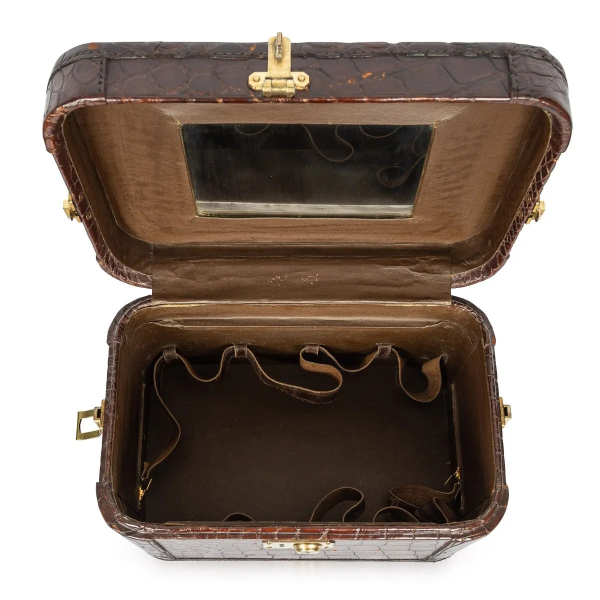 PUSHKIN ANTIQUES - MID 20thC GUCCI CROCODILE LEATHER & BRASS OVERNIGHT TRAVEL VANITY CASE c.1960 - 08.jpg