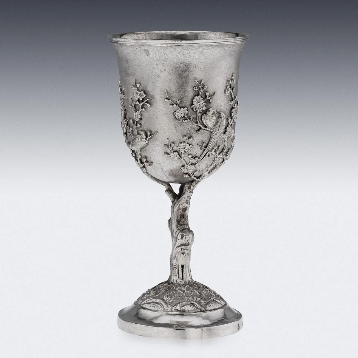 PUSHKIN ANTIQUES - ANTIQUE 19thC CHINESE EXPORT SOLID SILVER GOBLET, CUMSHING c.1850 - 04.jpg