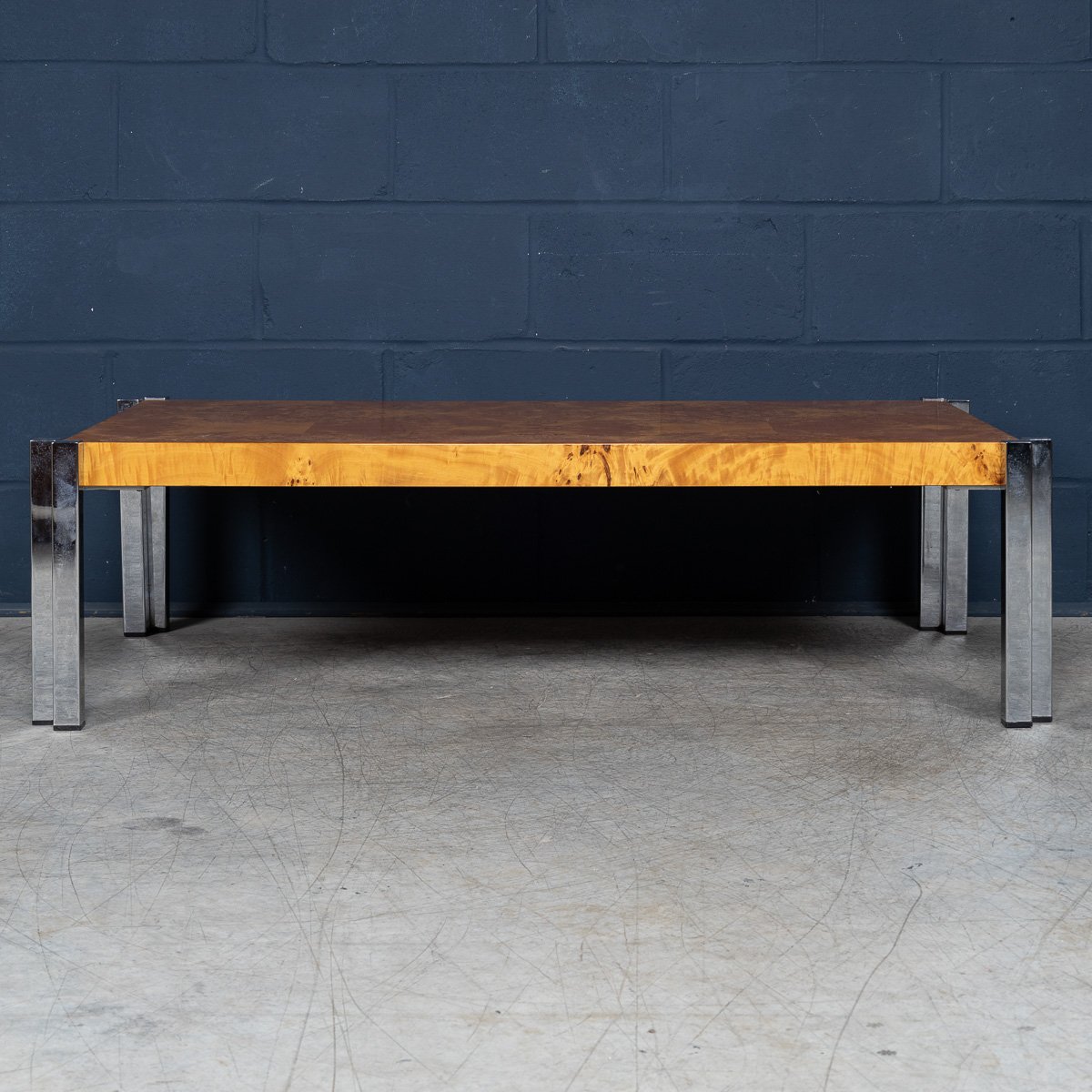 PUSHKINS.COM - B11293 - VINTAGE 20thC ITALIAN CHROME & BURR WALNUT COFFEE TABLE c.1980 - 07.jpg