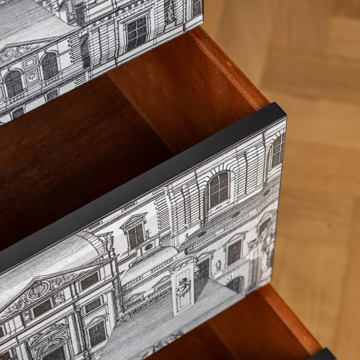 PUSHKIN ANTIQUES - STAG MINSTREL CHEST OF DRAWERS, FORNASETTI INSPIRED STYLE MIND THE GAP DECOUPAGE - 05.jpg