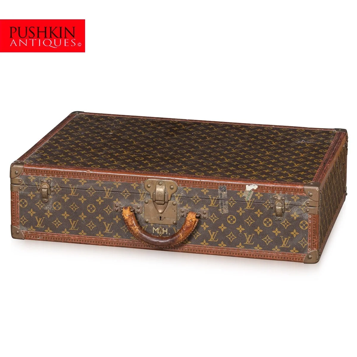 PUSHKIN ANTIQUES - 20thC LOUIS VUITTON SUITCASE IN MONOGRAM CANVAS, FRANCE c.1970 - 02.jpg