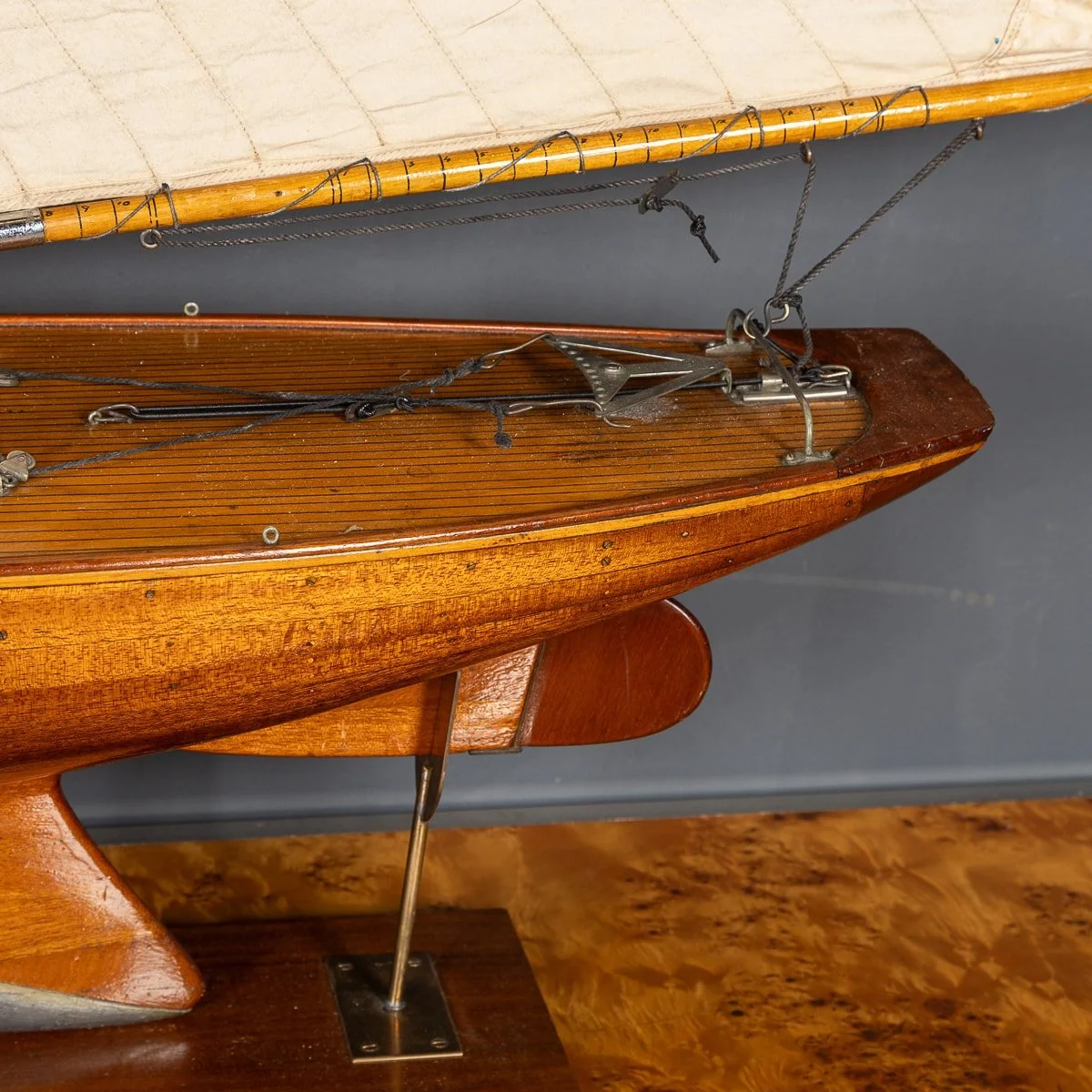 PUSHKIN ANTIQUES - VINTAGE 20thC ENGLISH MADE LARGE MAHOGANY POND YACHT c.1930 - 26.jpg