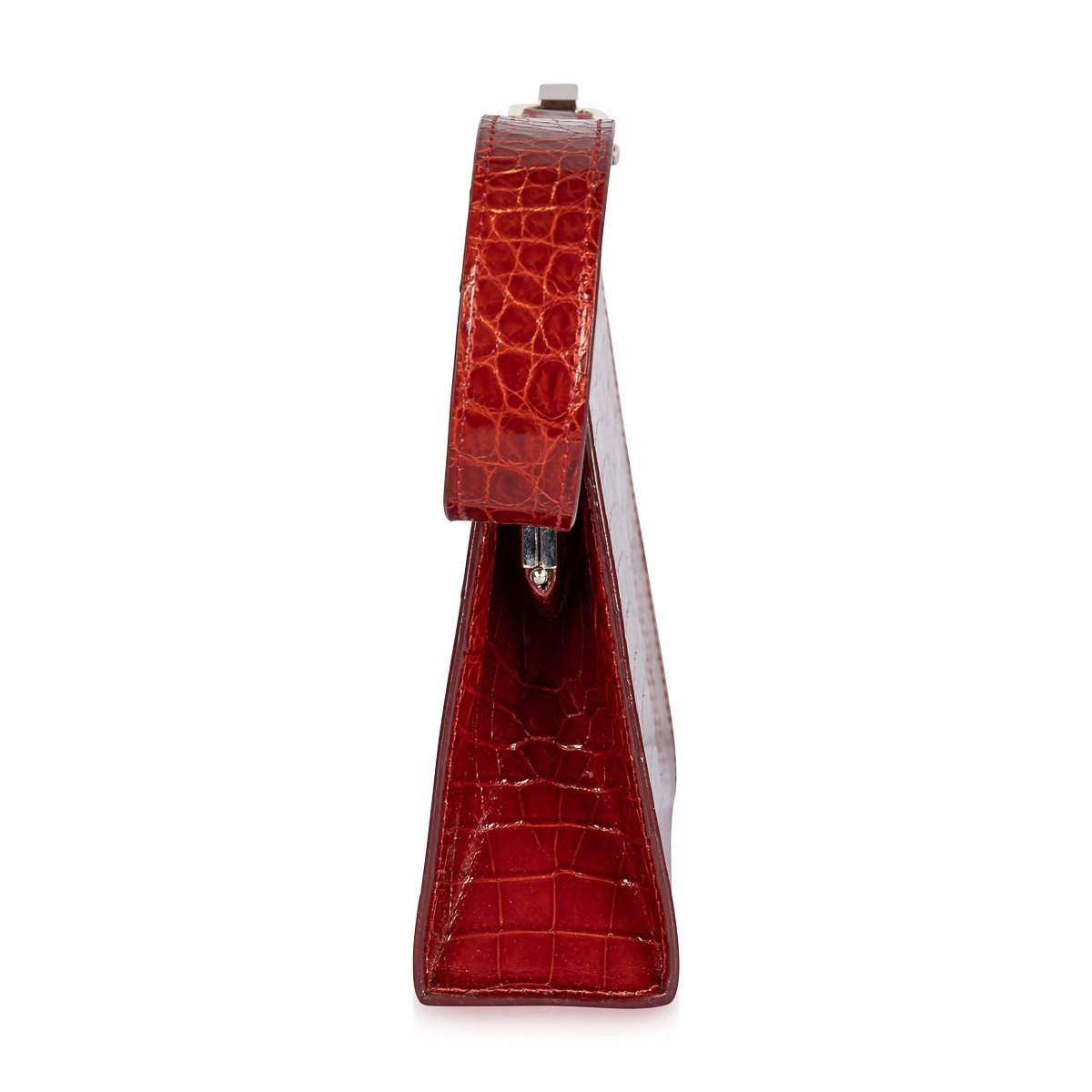 PUSHKIN ANTIQUES - PRE - LOVED DOTTI RED CROCODILE LEATHER HANDBAG c.2000 - 06.jpg