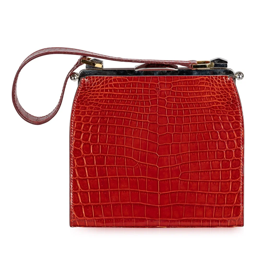 PRE - LOVED DOTTI RED CROCODILE LEATHER HANDBAG c.2000 — Pushkin