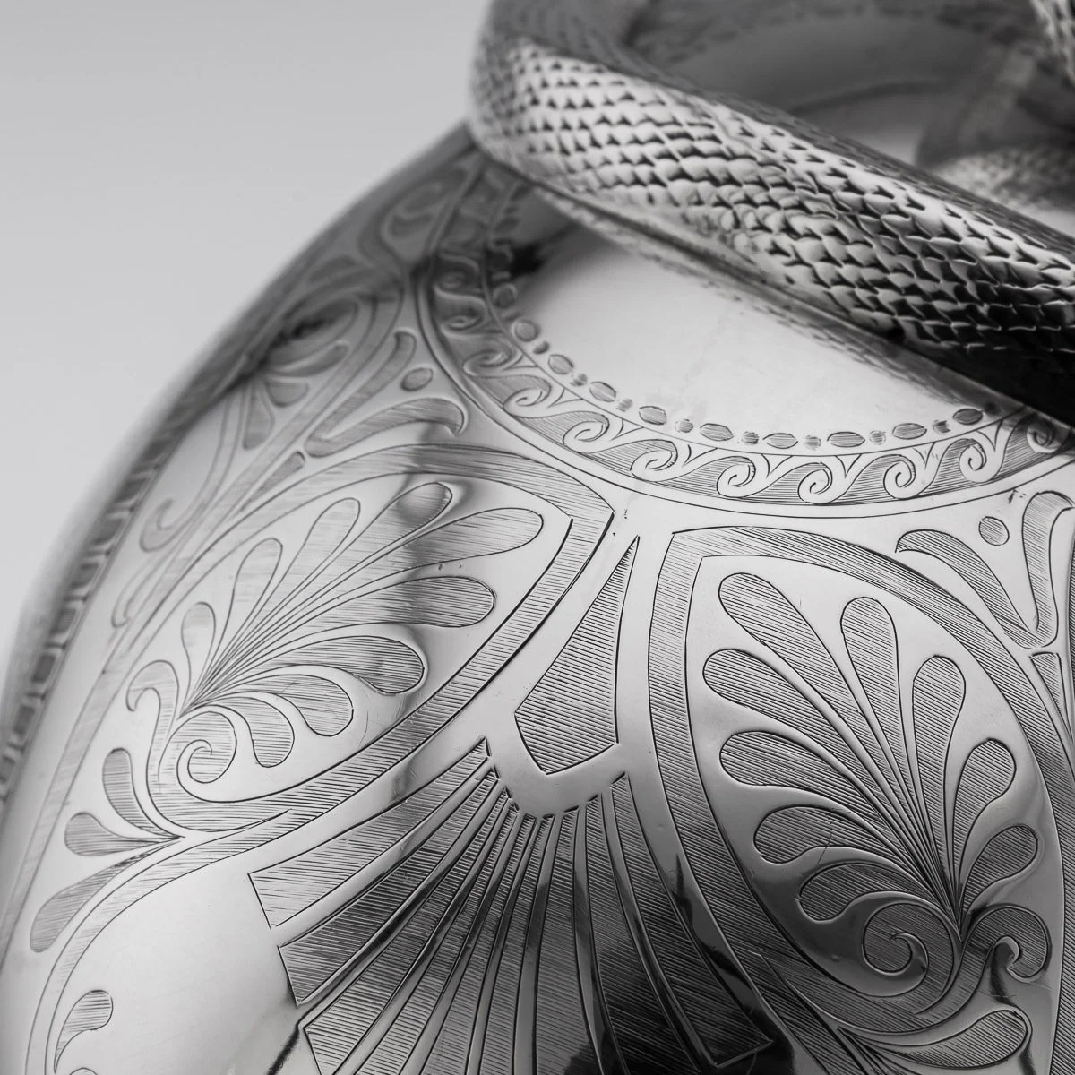 PUSHKIN ANTIQUES - ANTIQUE 19thC VICTORIAN SOLID SILVER SNAKE WINE JUG, BARNARDS c.1859 - 25.jpg