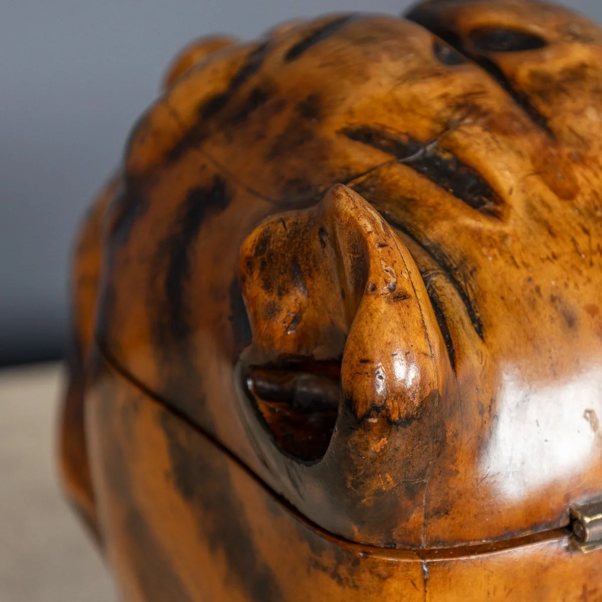 PUSHKIN ANTIQUES - ANTIQUE 19thC VICTORIAN LIGNUM VITAE BULLDOG TOBACCO JAR c.1890 - 18.jpg
