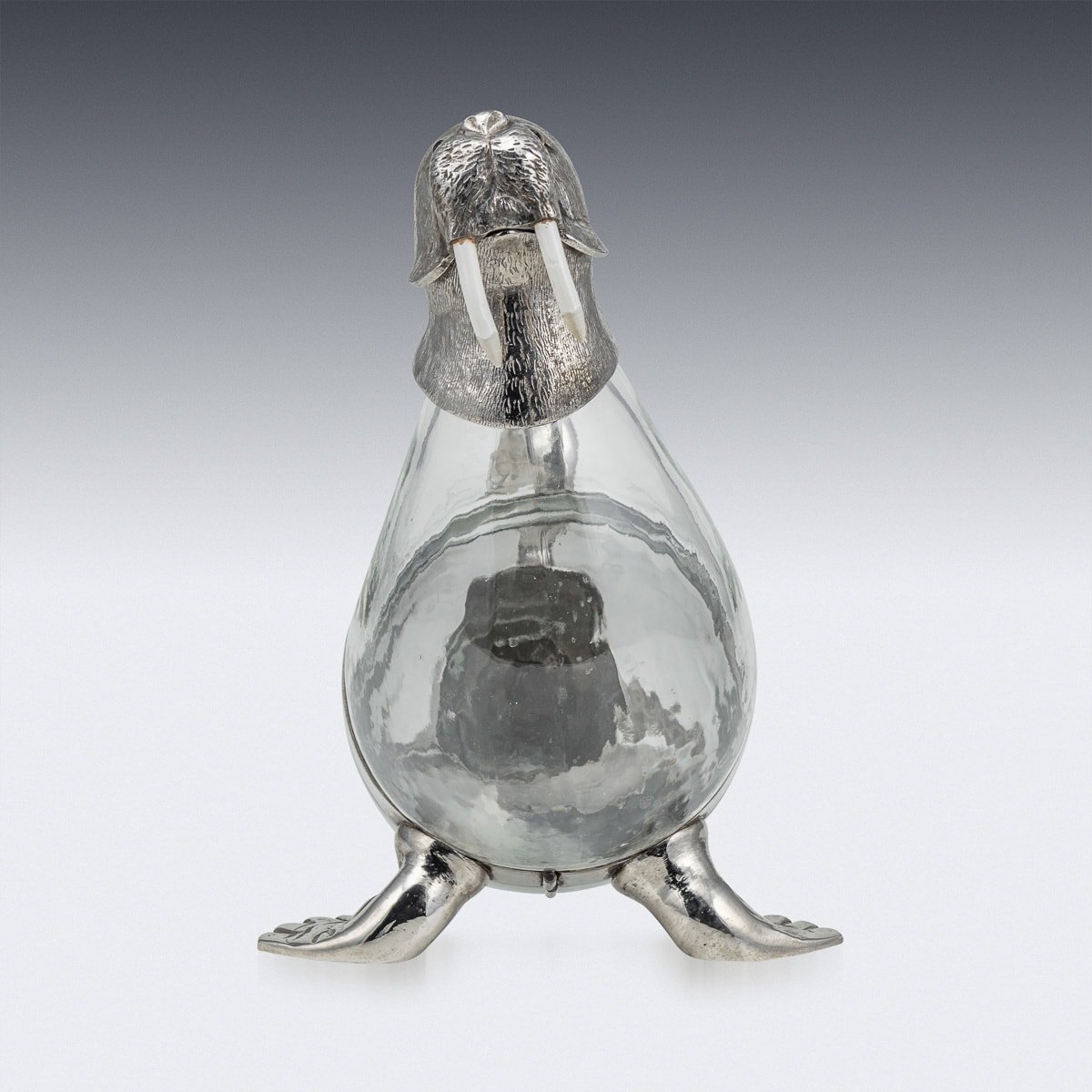 PUSHKIN ANTIQUES - ANTIQUE 19thC VICTORIAN SILVER PLATE MOUNTED NOVELTY WALRUS CLARET JUG c.1880 - 06.jpg
