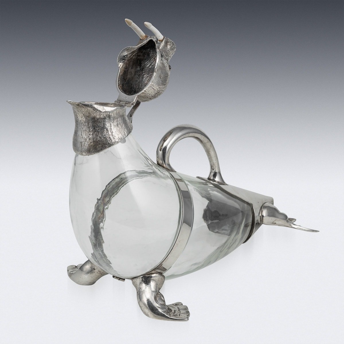PUSHKIN ANTIQUES - ANTIQUE 19thC VICTORIAN SILVER PLATE MOUNTED NOVELTY WALRUS CLARET JUG c.1880 - 07.jpg