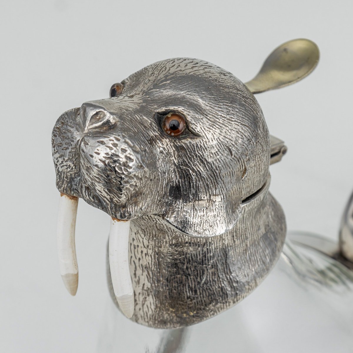 PUSHKIN ANTIQUES - ANTIQUE 19thC VICTORIAN SILVER PLATE MOUNTED NOVELTY WALRUS CLARET JUG c.1880 - 09.jpg