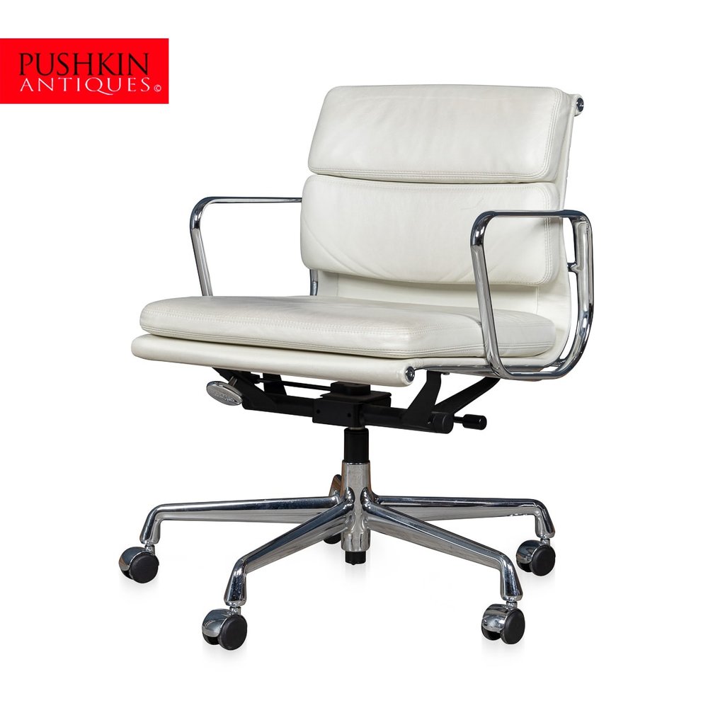 STUNNING EA217 EAMES CHAIR IN "WHITE SNOW" LEATHER BY VITRA