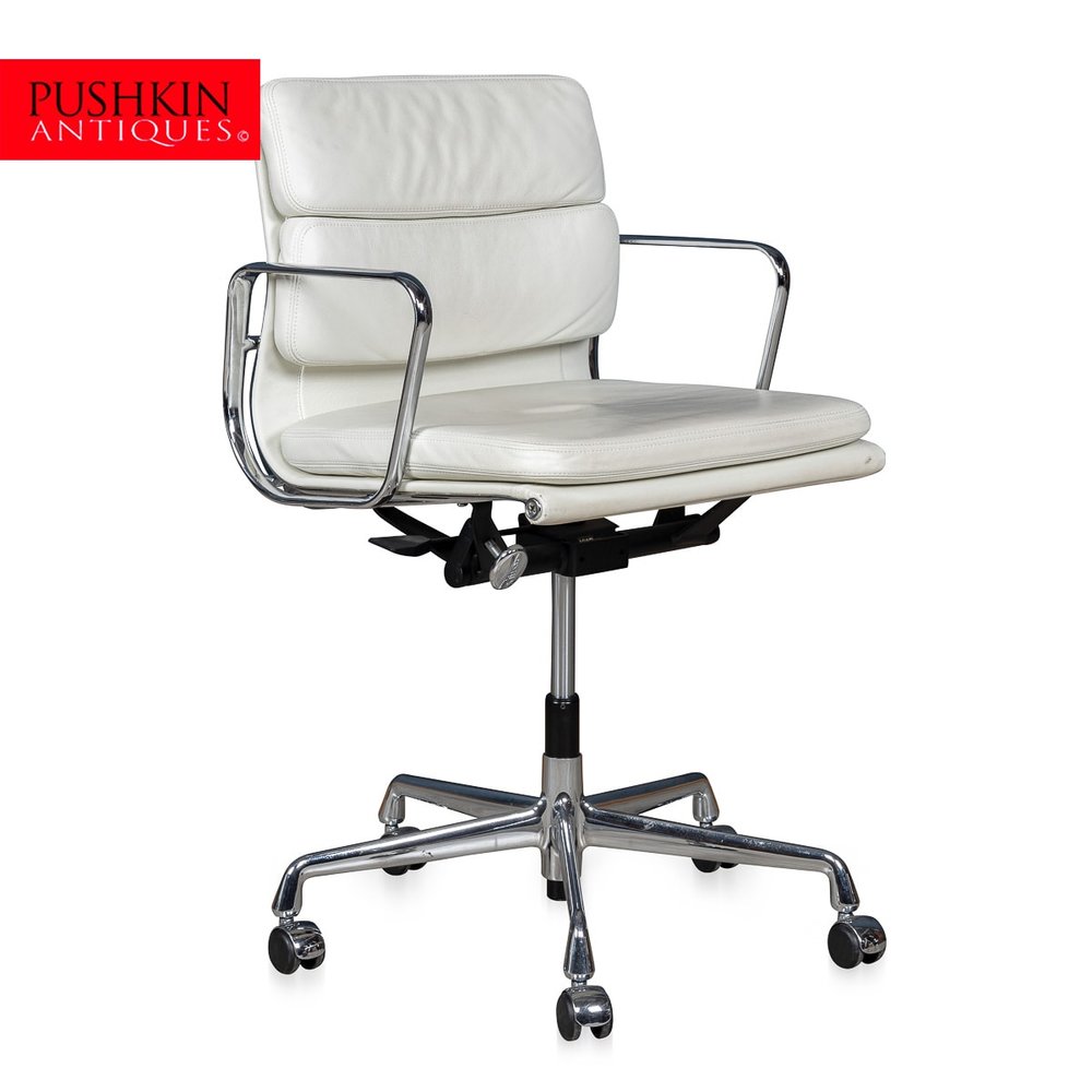 STUNNING EA217 EAMES CHAIR IN "WHITE SNOW" LEATHER BY VITRA
