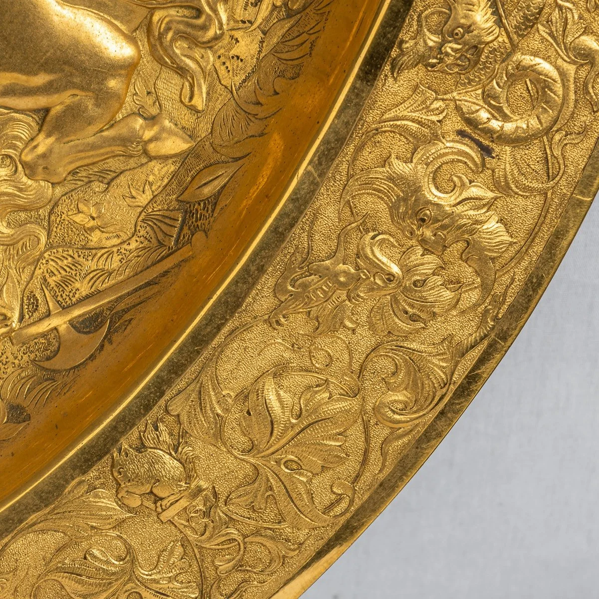 PUSHKIN ANTIQUES - ANTIQUE 19thC VICTORIAN PAIR OF GILT METAL REPOUSSE WALL CHARGERS c.1870 - 23.jpg