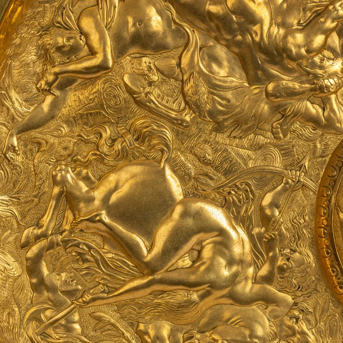 PUSHKIN ANTIQUES - ANTIQUE 19thC VICTORIAN PAIR OF GILT METAL REPOUSSE WALL CHARGERS c.1870 - 14.jpg