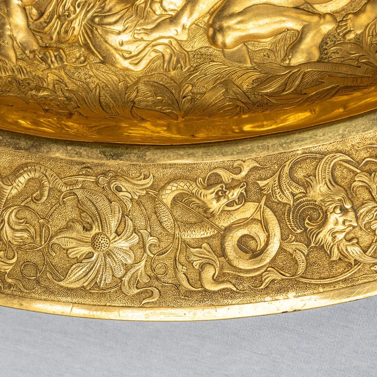 PUSHKIN ANTIQUES - ANTIQUE 19thC VICTORIAN PAIR OF GILT METAL REPOUSSE WALL CHARGERS c.1870 - 21.jpg