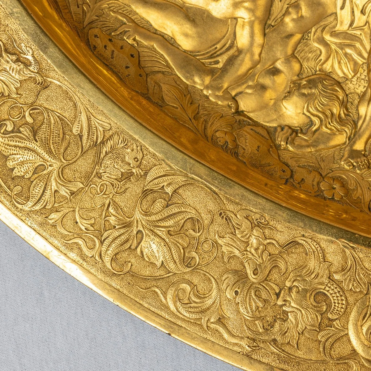 PUSHKIN ANTIQUES - ANTIQUE 19thC VICTORIAN PAIR OF GILT METAL REPOUSSE WALL CHARGERS c.1870 - 20.jpg