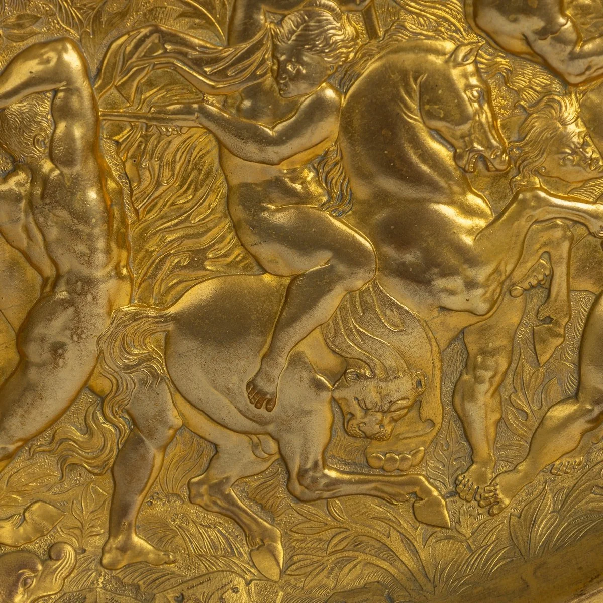 PUSHKIN ANTIQUES - ANTIQUE 19thC VICTORIAN PAIR OF GILT METAL REPOUSSE WALL CHARGERS c.1870 - 40.jpg