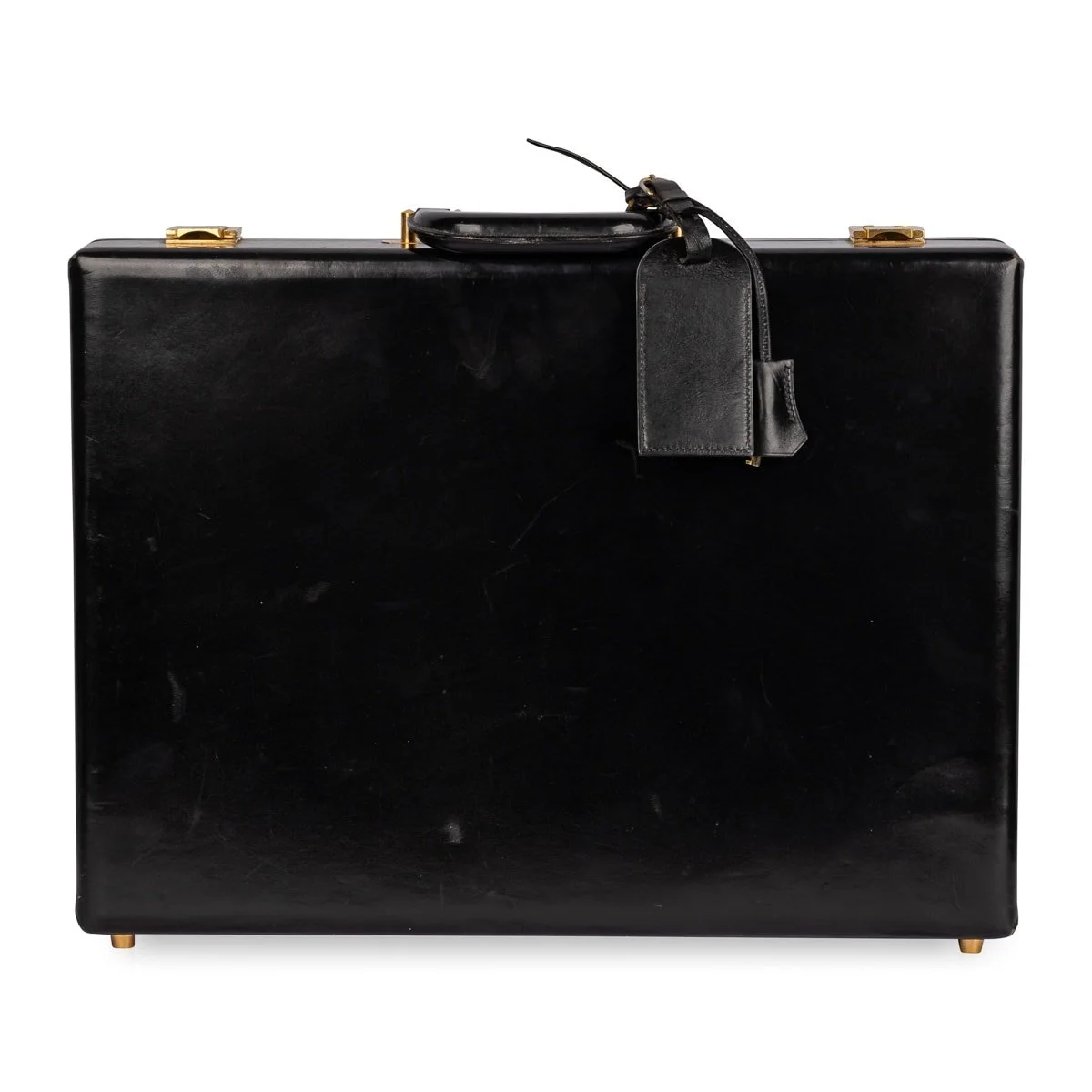 PUSHKIN ANTIQUES - VINTAGE 20thC HERMÈS HARD SIDED BLACK LEATHER BRIEFCASE c.1990 - 07.jpg