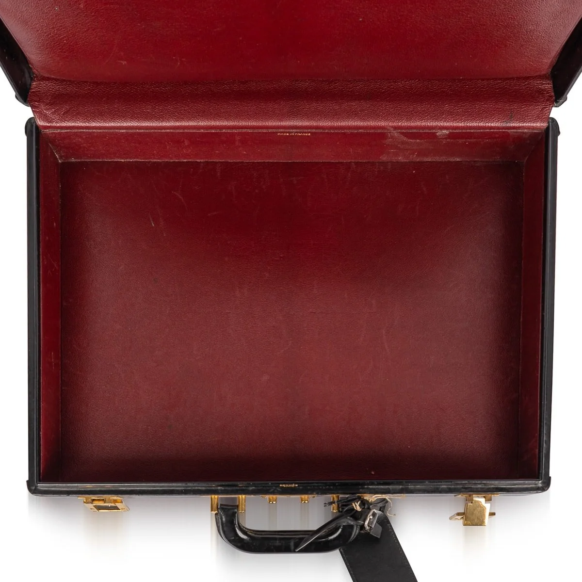 PUSHKIN ANTIQUES - VINTAGE 20thC HERMÈS HARD SIDED BLACK LEATHER BRIEFCASE c.1990 - 10.jpg