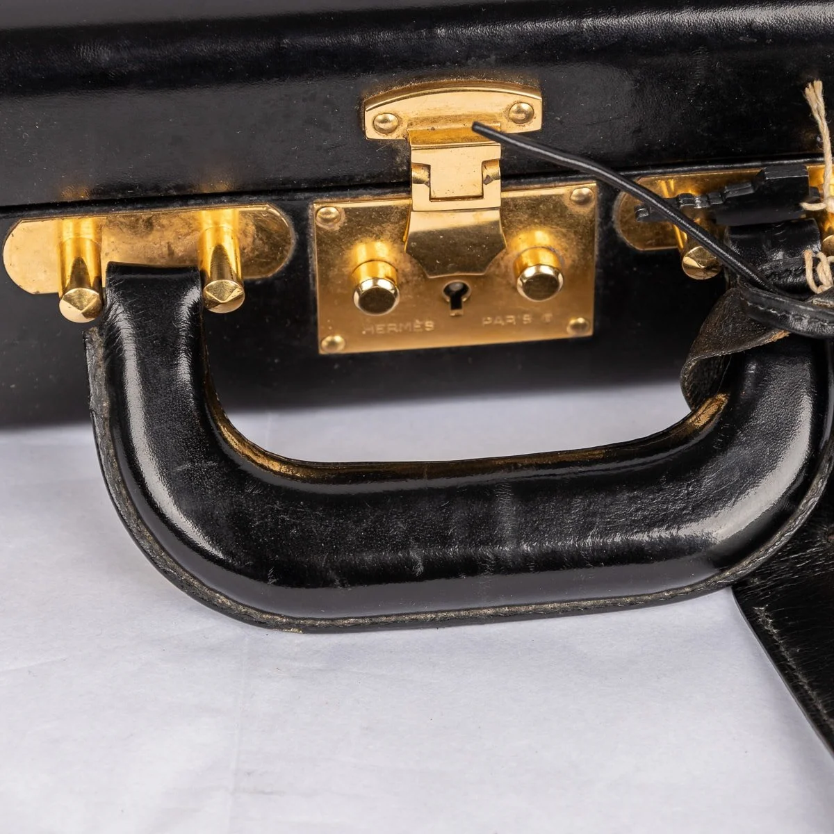PUSHKIN ANTIQUES - VINTAGE 20thC HERMÈS HARD SIDED BLACK LEATHER BRIEFCASE c.1990 - 12.jpg