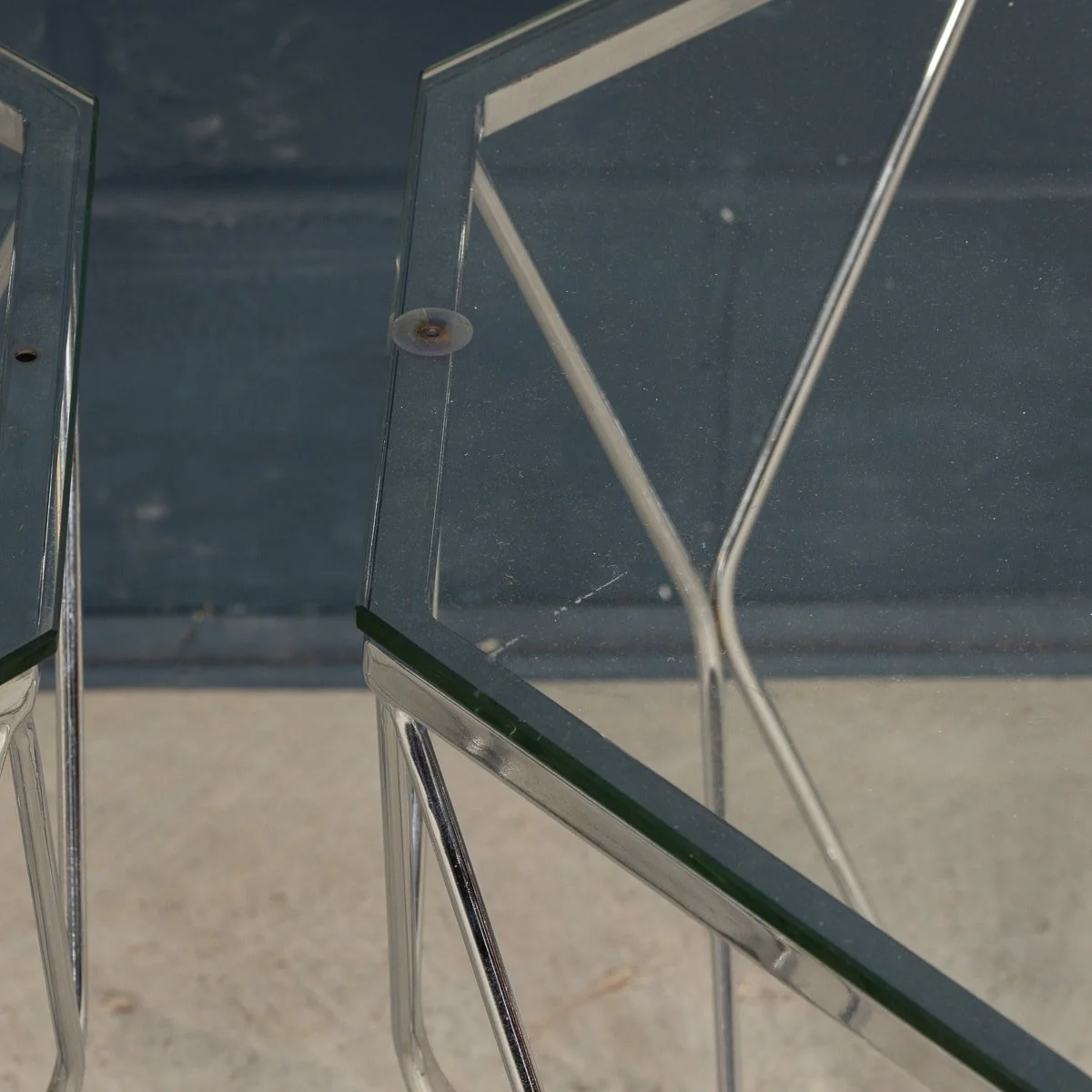 PUSHKIN'S - A PAIR OF 20thC ENGLISH CHROME & GLASS OCTAGONAL SIDE TABLES - 14.jpg