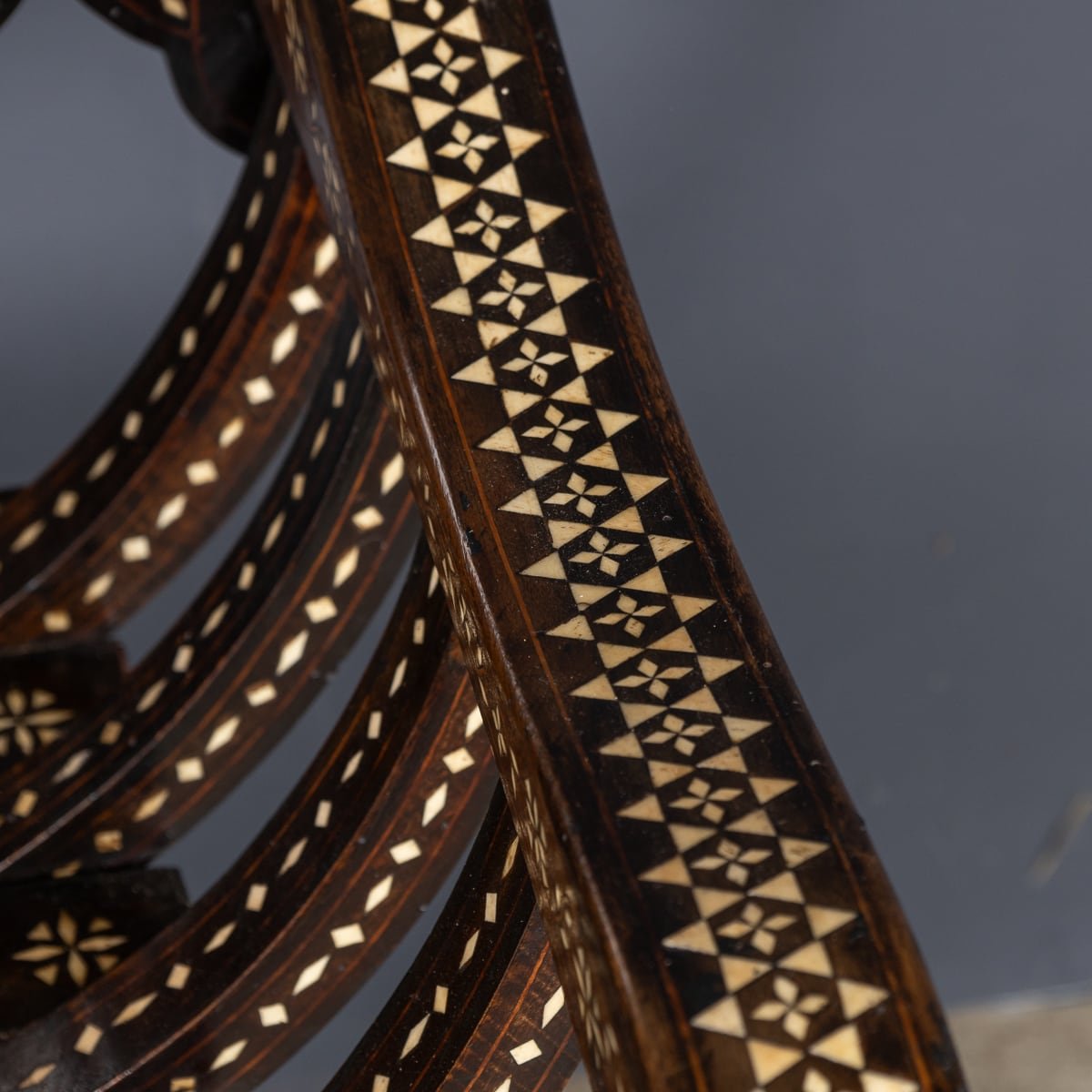 PUSHKIN'S - MID 20thC ITALIAN INLAID HARDWOOD SAVONAROLA CHAIR - 18.jpg