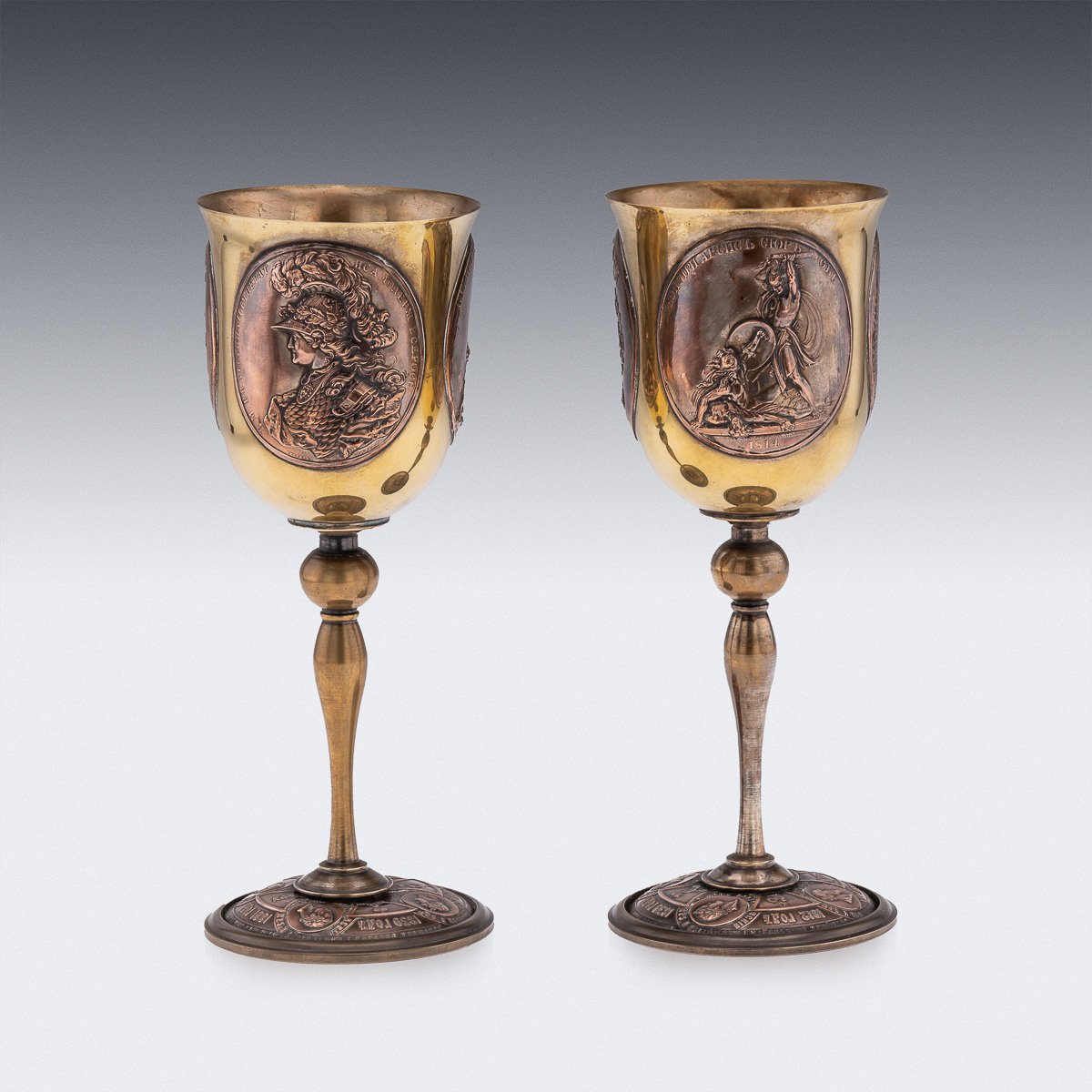 PUSHKINS.COM - A00004 - ANTIQUE 20thC RUSSIAN IMPERIAL WORLD WAR I PAIR OF COMMEMORATIVE GOBLETS - 05.jpg