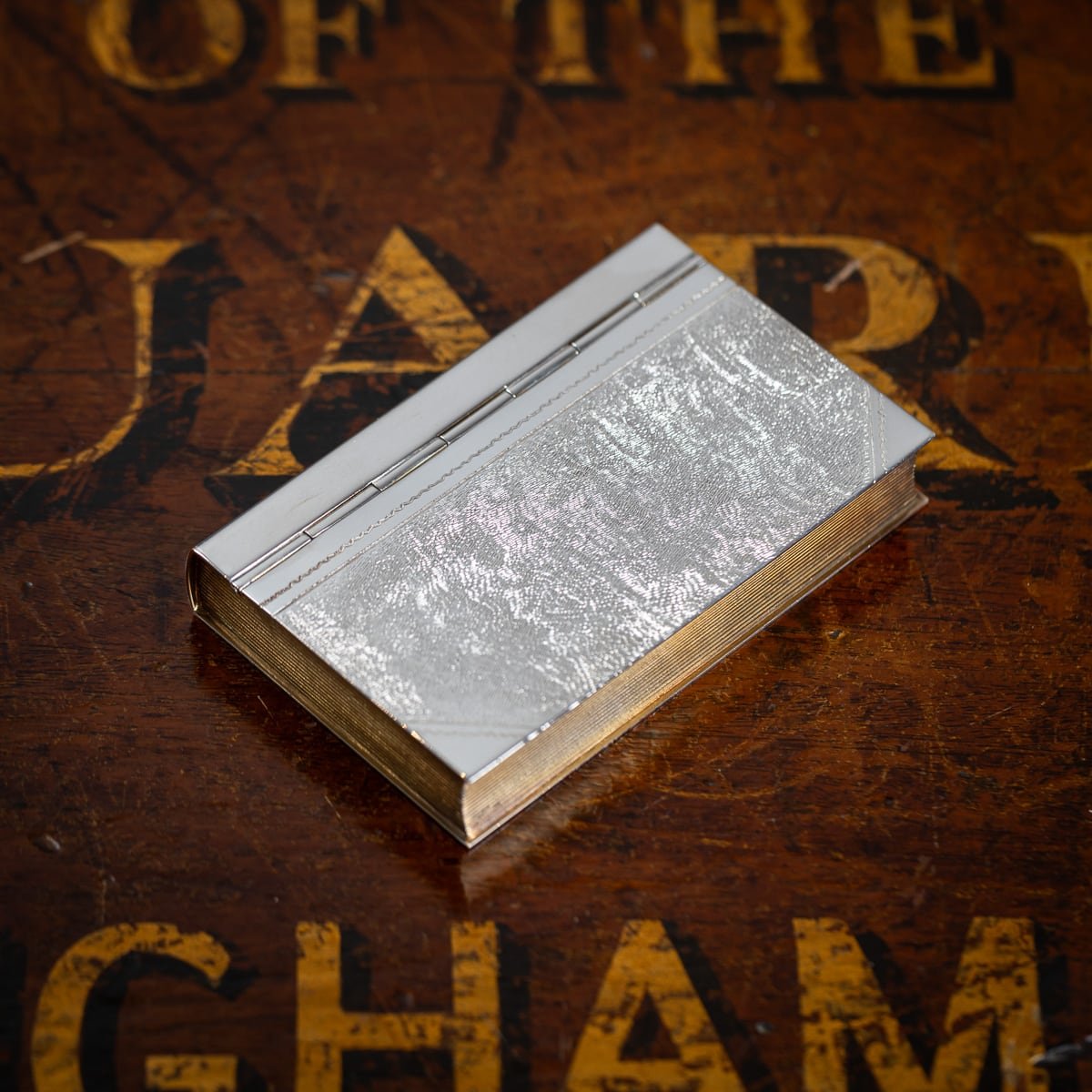 PUSHKIN'S - MODERN 21stC ENGLISH SOLID SILVER BOOK SHAPED CIGAR BOX, LONDON c.2015 - 2.jpg