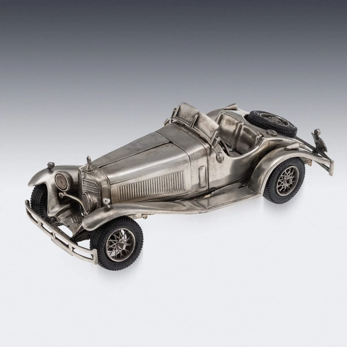 PUSHKINS.COM - D11665 - VINTAGE 20thC SOLID SILVER MERCEDES BENZ SSK 1928 ROADSTER MODEL CAR - 15.jpg