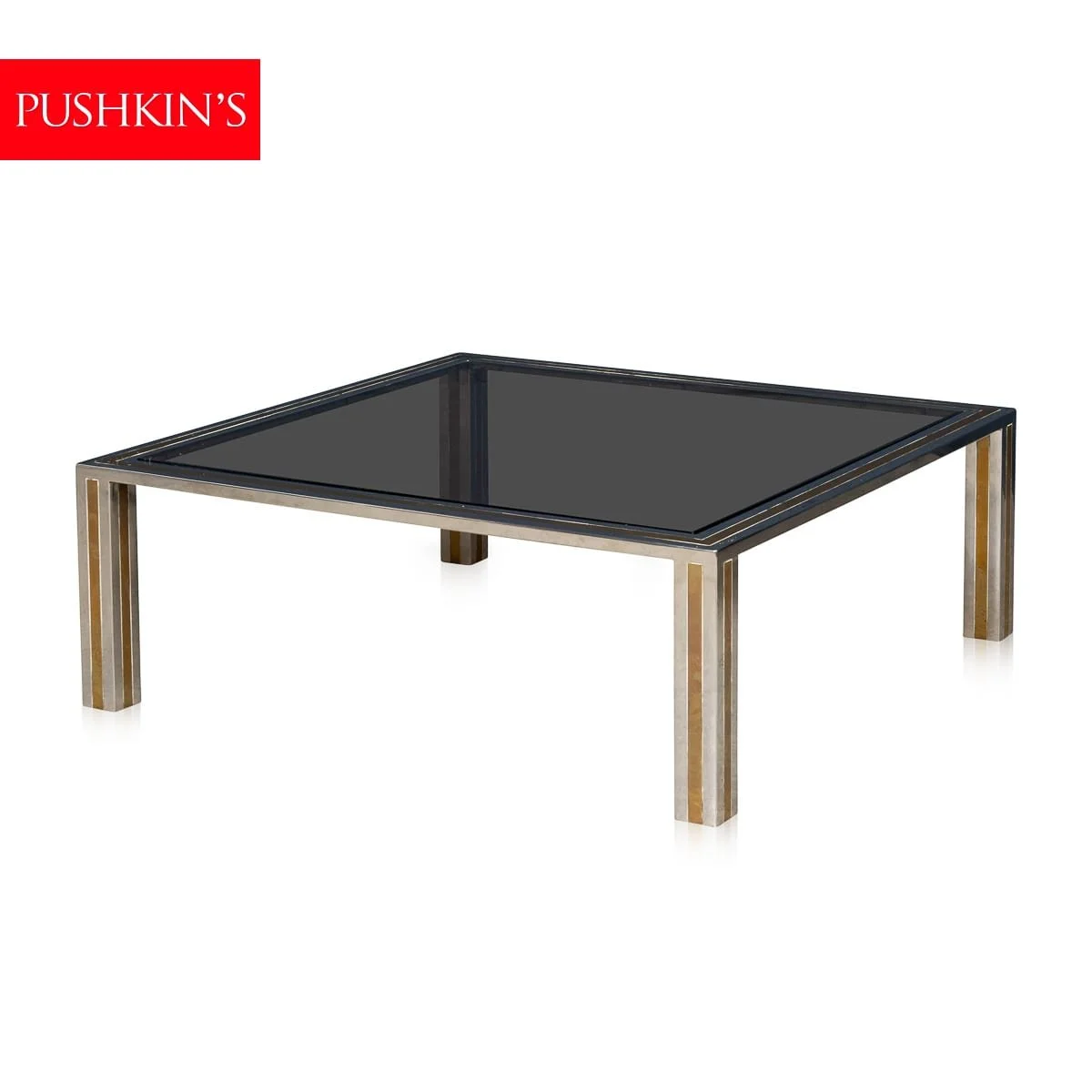 PUSHKINS.COM - B12756 - VINTAGE 20thC ITALIAN BRASS & CHROME COFFEE TABLE BY ROMEO REGA c.1970 - 02.jpg