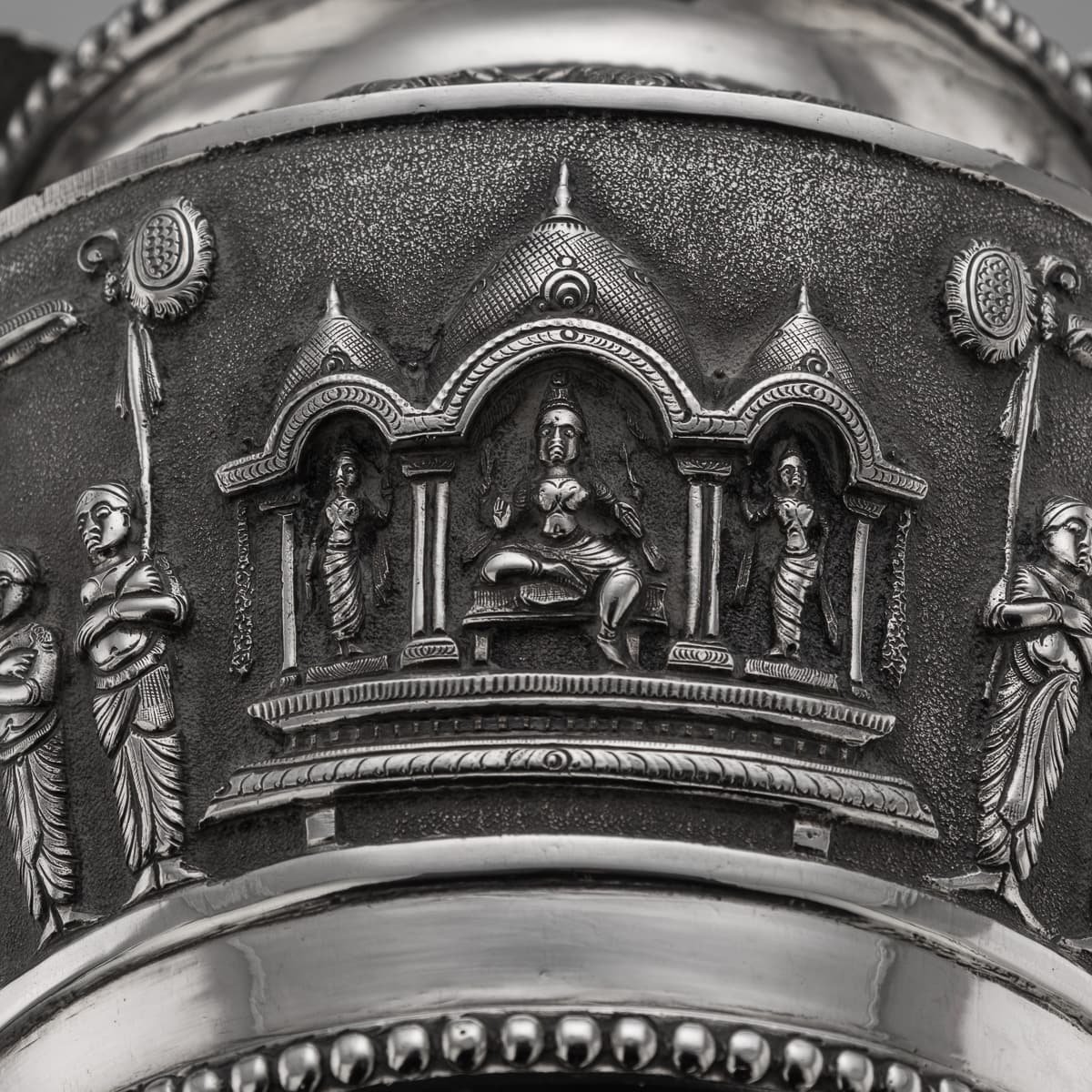 PUSHKINS.COM - A00214 - ANTIQUE 19thC INDIAN SOLID SILVER COBRA HANDLED SUGAR BOWL, MADRAS c.1890 - 15.jpg