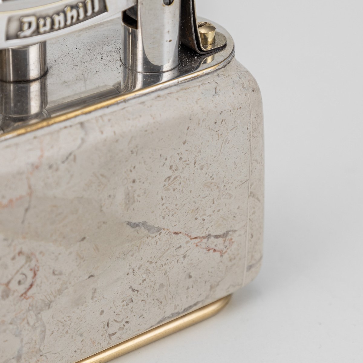 PUSHKINS.COM - D11369 - VINTAGE 20thC TRAVERTINE MARBLE & SILVER PLATED DUNHILL TABLE LIGHTER c.1960 - 17.jpg