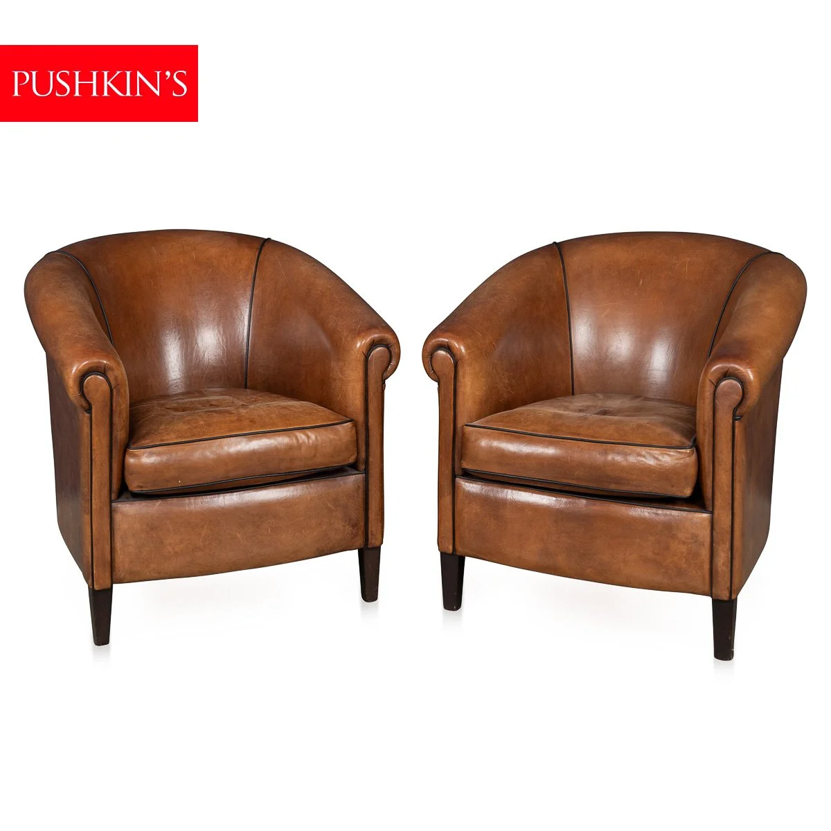 PUSHKINS.COM - B11463 - A PAIR OF 20thC DUTCH SHEEPSKIN LEATHER TUB CHAIRS - 02.jpg