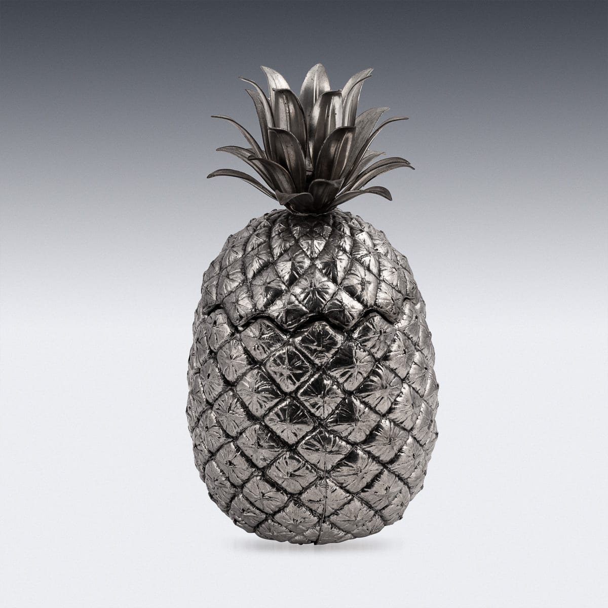 PUSHKINS.COM - B11825 - VINTAGE 20thC SILVER PLATED PINEAPPLE ICE BUCKET BY MAURO MANETTI, ITALY c.1970 - 05.jpg