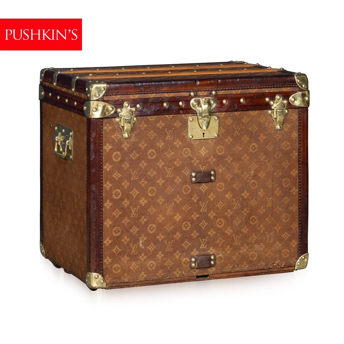 PUSHKINS.COM - B12766 - ANTIQUE 19thC LOUIS VUITTON HAT TRUNK IN WOVEN CANVAS, FRANCE c.1896 - 02.jpg