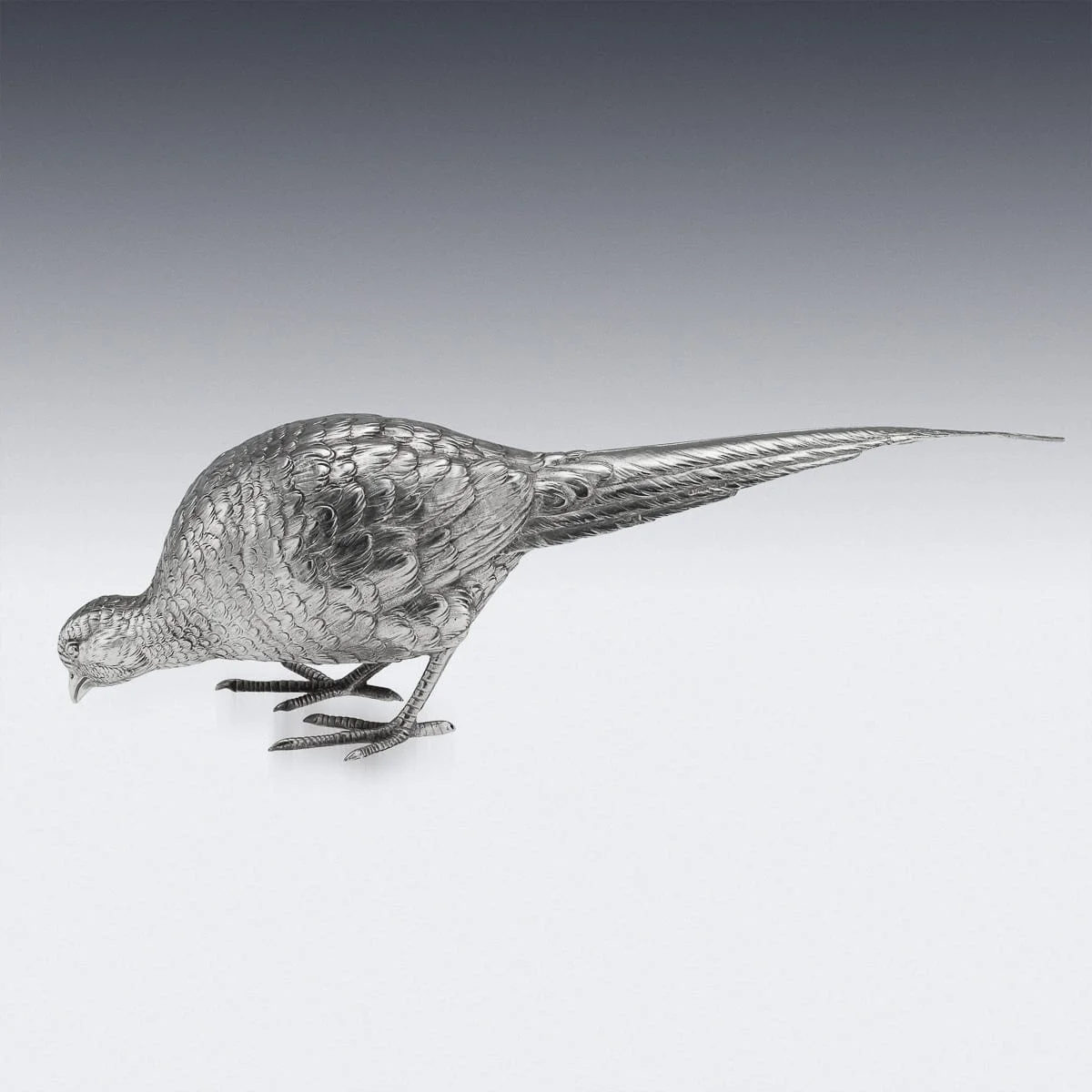 PUSHKINS.COM - A00126 - ANTIQUE 20thC GERMAN SOLID SILVER PAIR OF PHEASANT STATUES, HANAU c.1920 - 04.jpg
