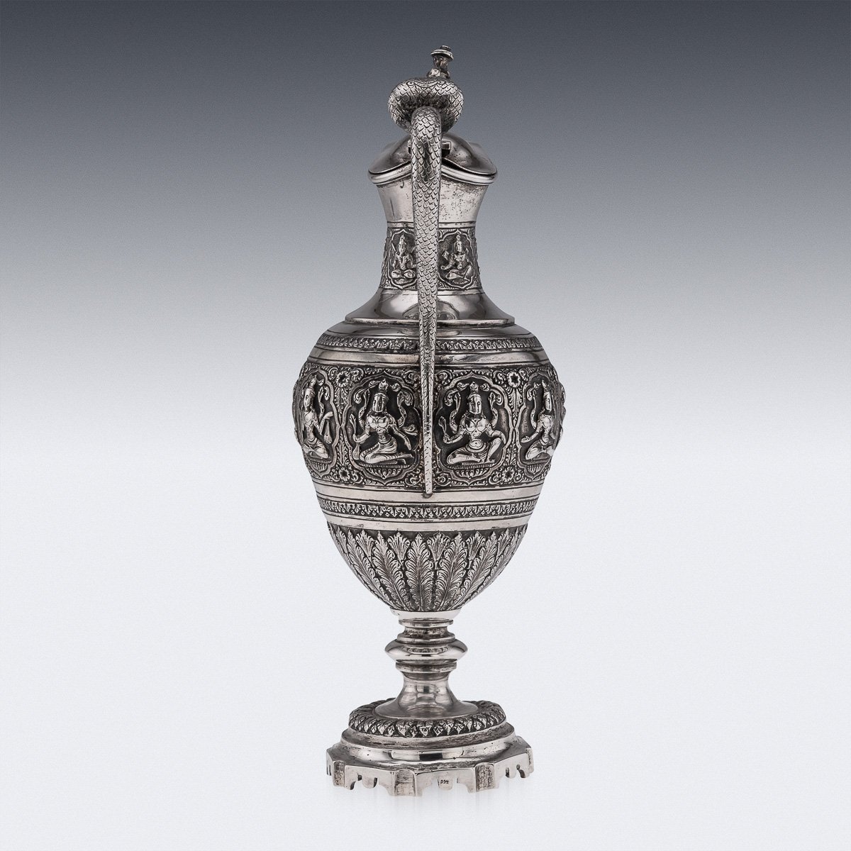 PUSHKINS.COM - A00010 - ANTIQUE 19thC INDIAN SOLID SILVER WATER EWER, MADRAS c.1890 - 05.jpg