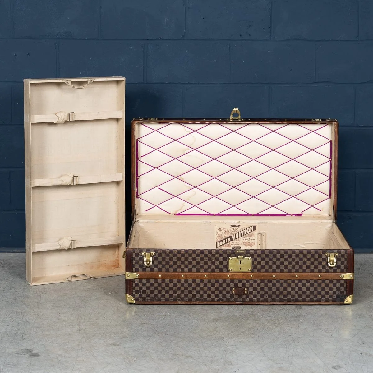 PUSHKINS.COM - B12768d - ANTIQUE 20thC LOUIS VUITTON CABIN TRUNK IN DAMIER CANVAS, FRANCE c.1900 - 12.jpg