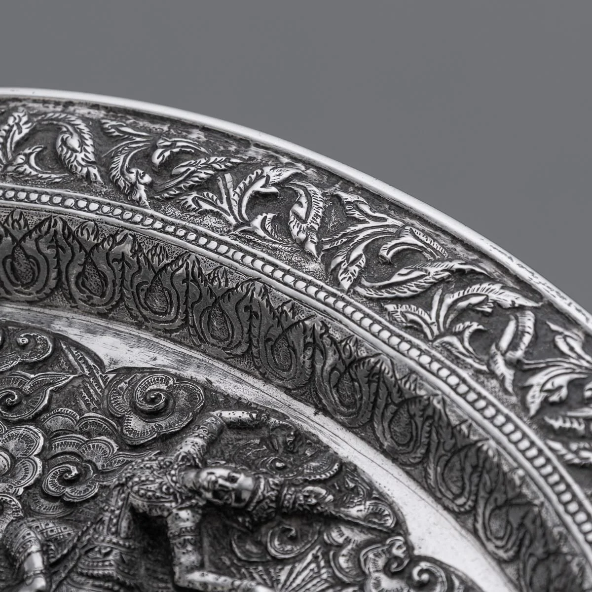 PUSHKINS.COM - A00154 - ANTIQUE 20thC THAI SOLID SILVER REPOUSSÉ TRAY c.1900 - 12.jpg