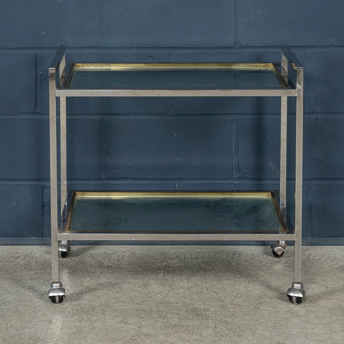 PUSHKINS.COM - B11470 - 20thC BRASS & CHROME DRINKS TROLLEY BY BELGO CHROM, BELGIUM c.1980 - 05.jpg