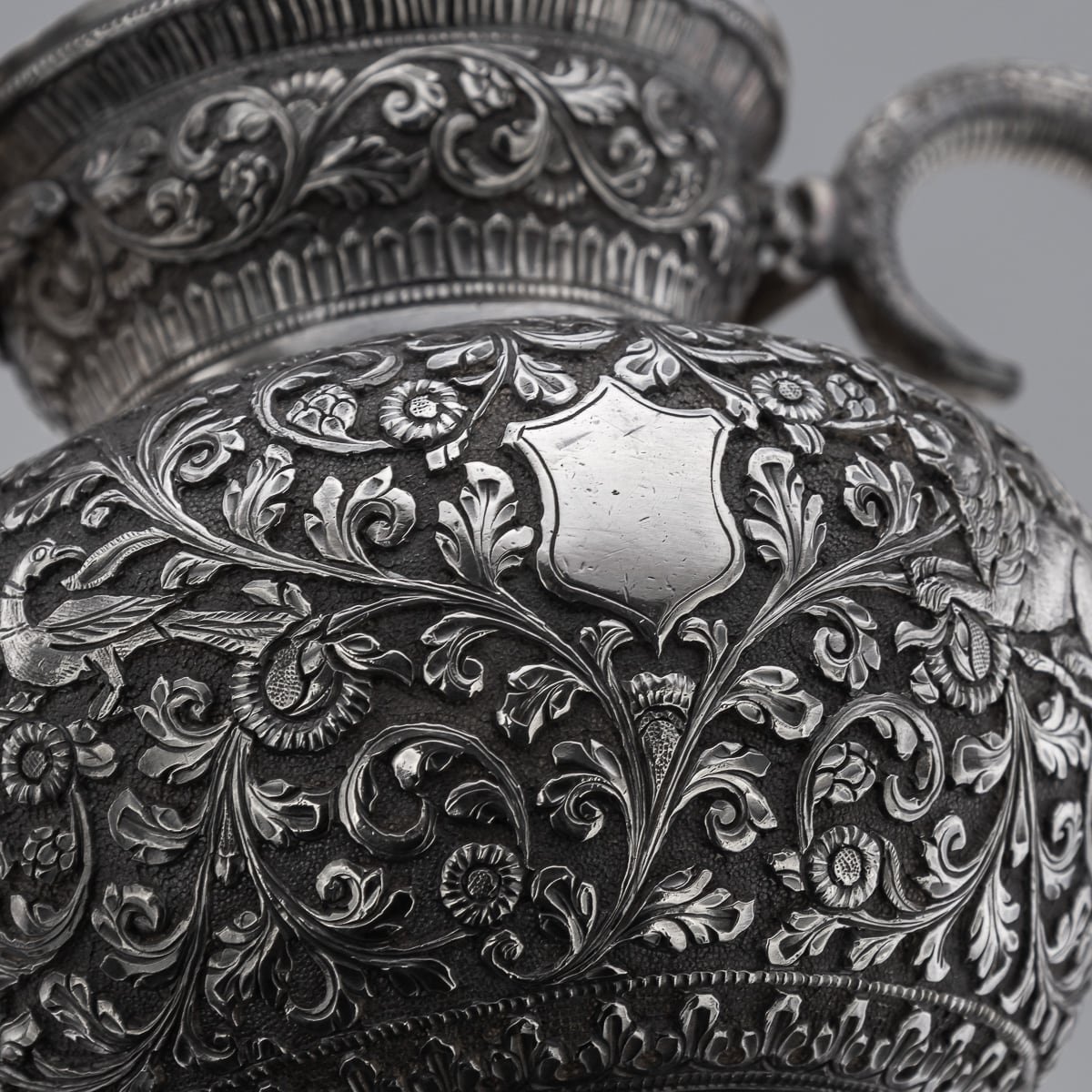 PUSHKINS.COM - ANTIQUE 19thC INDIAN CUTCH SOLID SILVER THREE PIECE TEA SET, V KISHORE c.1890 - 33.jpg