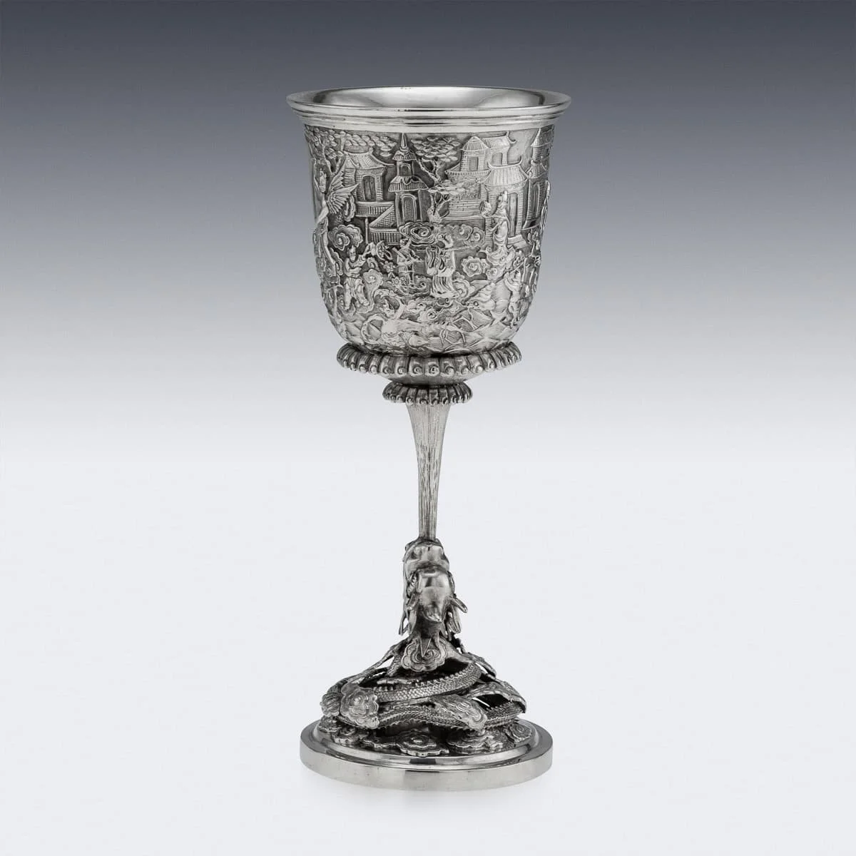 PUSHKINS.COM - A00157 - ANTIQUE 19thC CHINESE EXPORT SOLID SILVER GOBLET, LEE CHING c.1890 -04.jpg