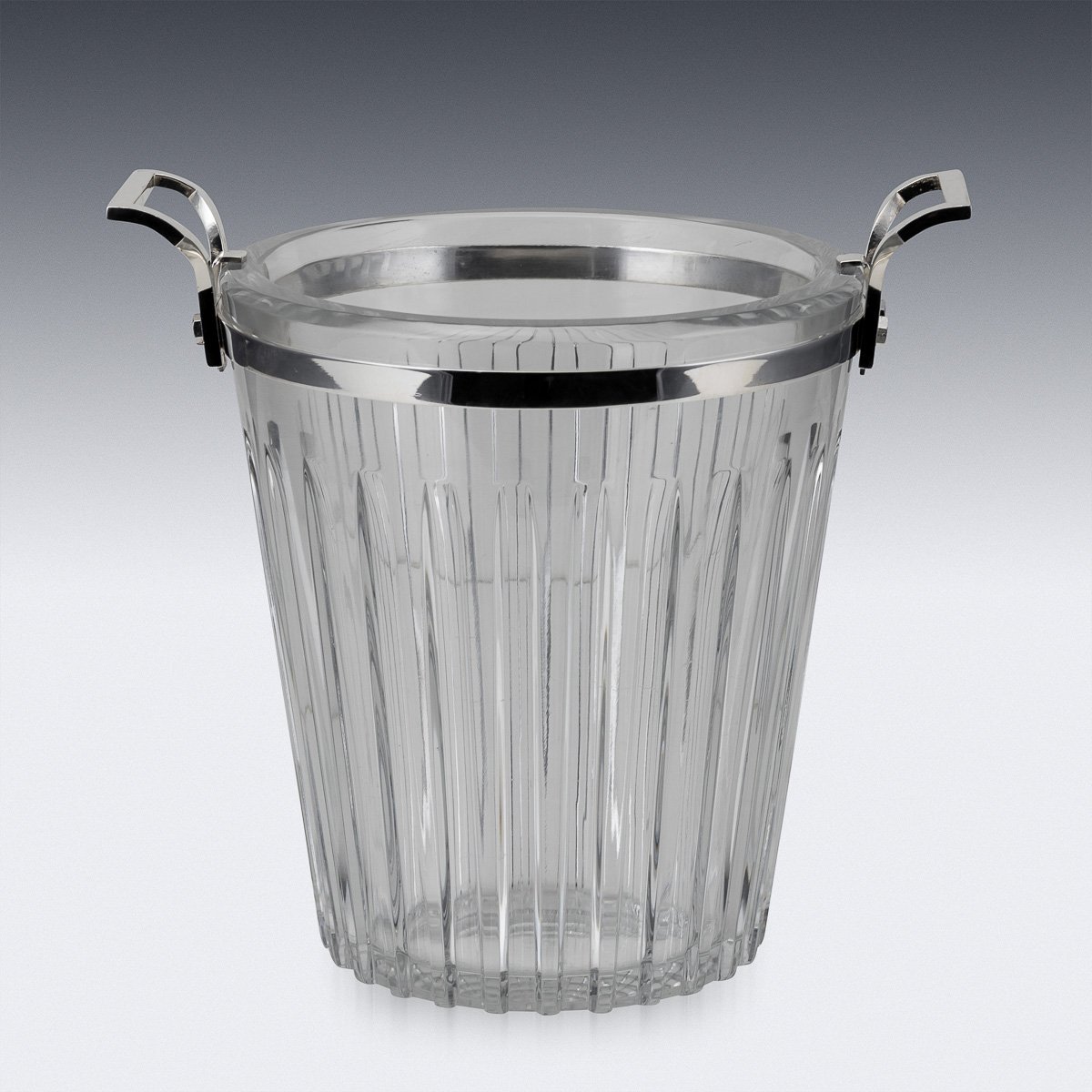 PUSHKINS.COM - D11363 - STUNNING 20thC FRENCH SILVER PLATED & BACCARAT GLASS WINE COOLER c.1960 - 04.jpg